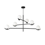 Doris Modern Glass Ball Chandelier in Black Metal for Dining Room and Living Room