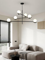 Doris Modern Glass Ball Chandelier in Black Metal for Dining Room and Living Room