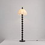 Dottie Belle Walnut Wood Floor Lamp with Scalloped Fabric Shade