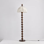 Dottie Belle Walnut Wood Floor Lamp with Scalloped Fabric Shade