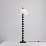 Dottie Belle Walnut Wood Floor Lamp with Scalloped Fabric Shade