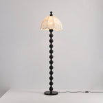 Dottie Belle Walnut Wood Floor Lamp with Scalloped Fabric Shade