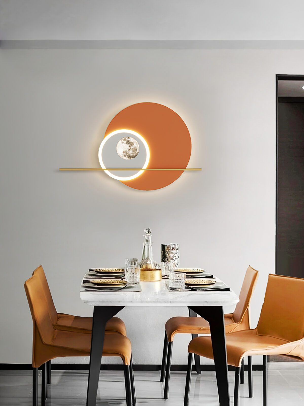 Double Circle Moon Wall Light