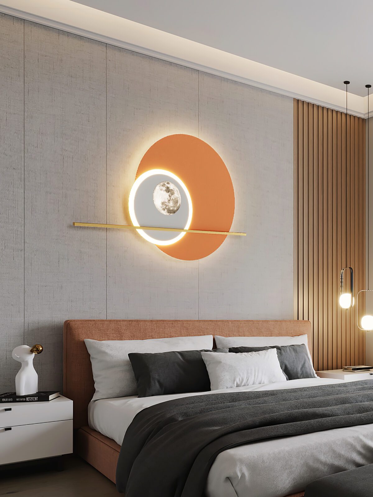 Double Circle Moon Wall Light