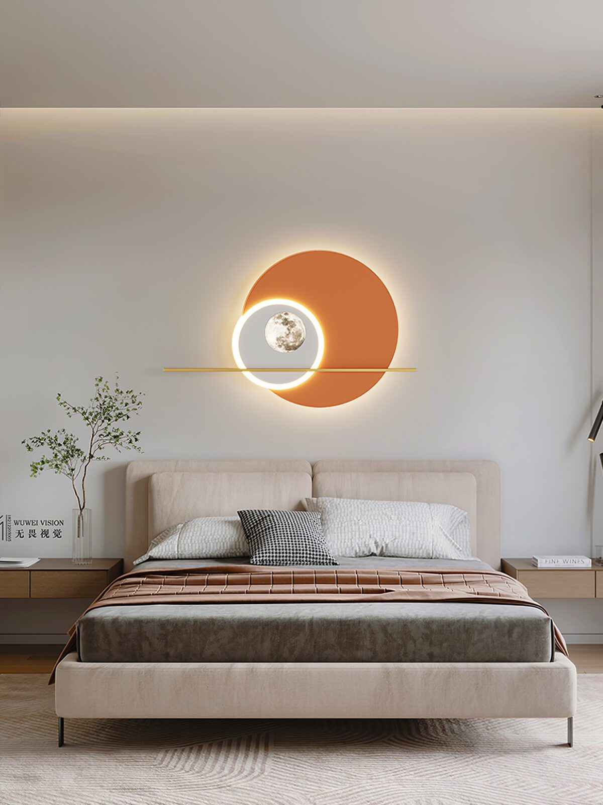 Double Circle Moon Wall Light