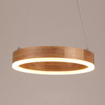 Double Ring Wooden Pendant Light