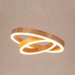 Double Ring Wooden Pendant Light