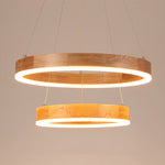 Double Ring Wooden Pendant Light