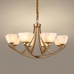 Dover Brass Chandelier with Alabaster Shades – 8-Light Modern Luxury Ceiling Light