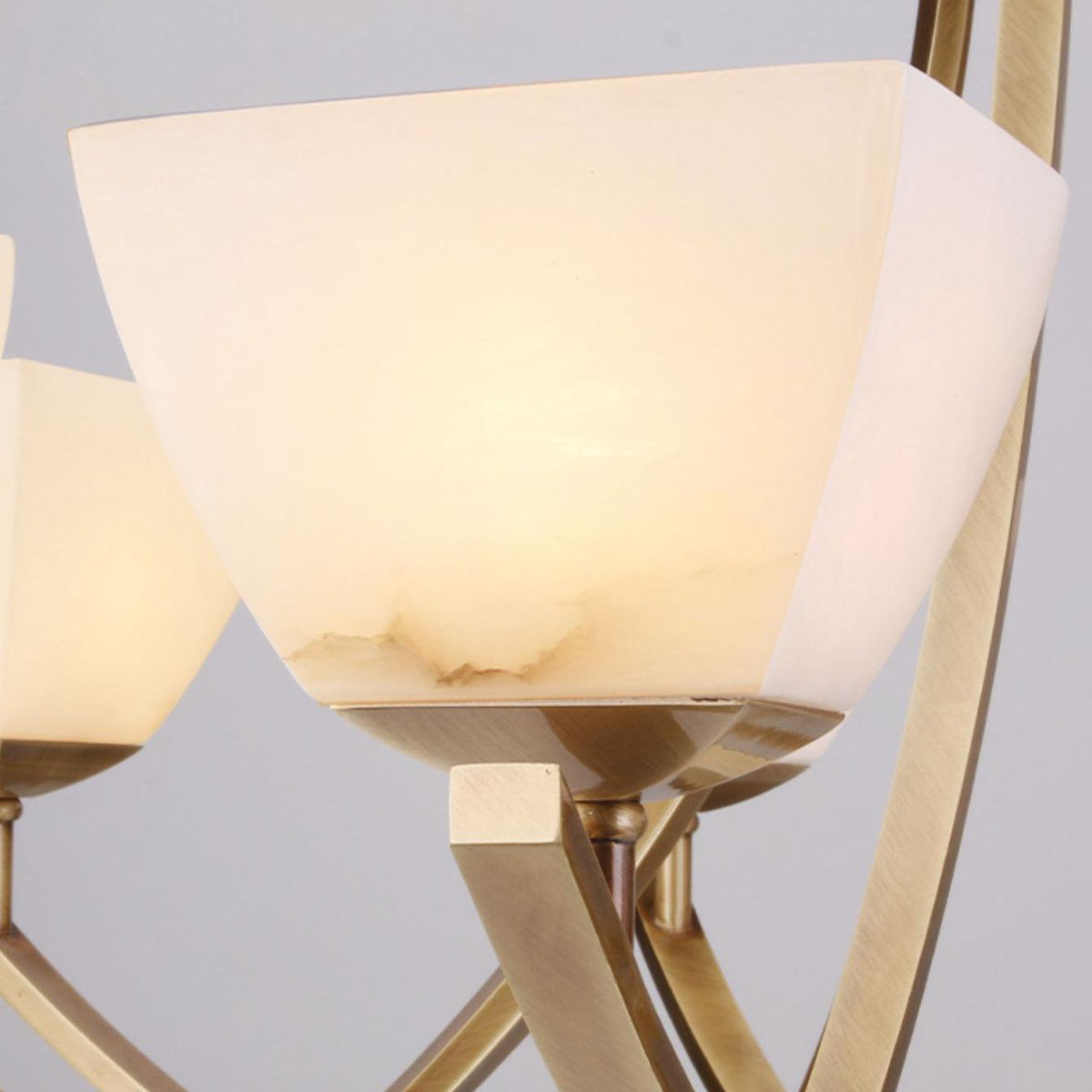Dover Brass Chandelier with Alabaster Shades – 8-Light Modern Luxury Ceiling Light