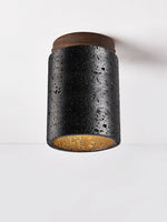Draven Black Travertine Ceiling Lamp with Walnut Base