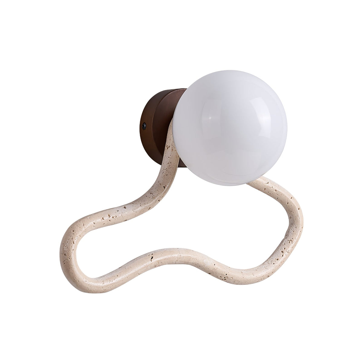 Driftform Travertine Wall Sconce with Opal Glass Globe