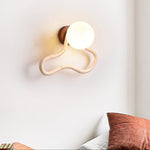 Driftform Travertine Wall Sconce with Opal Glass Globe