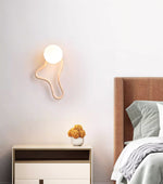 Driftform Travertine Wall Sconce with Opal Glass Globe