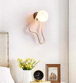Driftform Travertine Wall Sconce with Opal Glass Globe