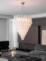 Aurelia Glass Droplet Chandelier – Modern Waterfall Pendant Light for Dining Room and Foyer
