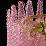 Pink Murano Glass Droplet Chandelier for Dining Room and Living Room