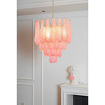 Pink Murano Glass Droplet Chandelier for Dining Room and Living Room