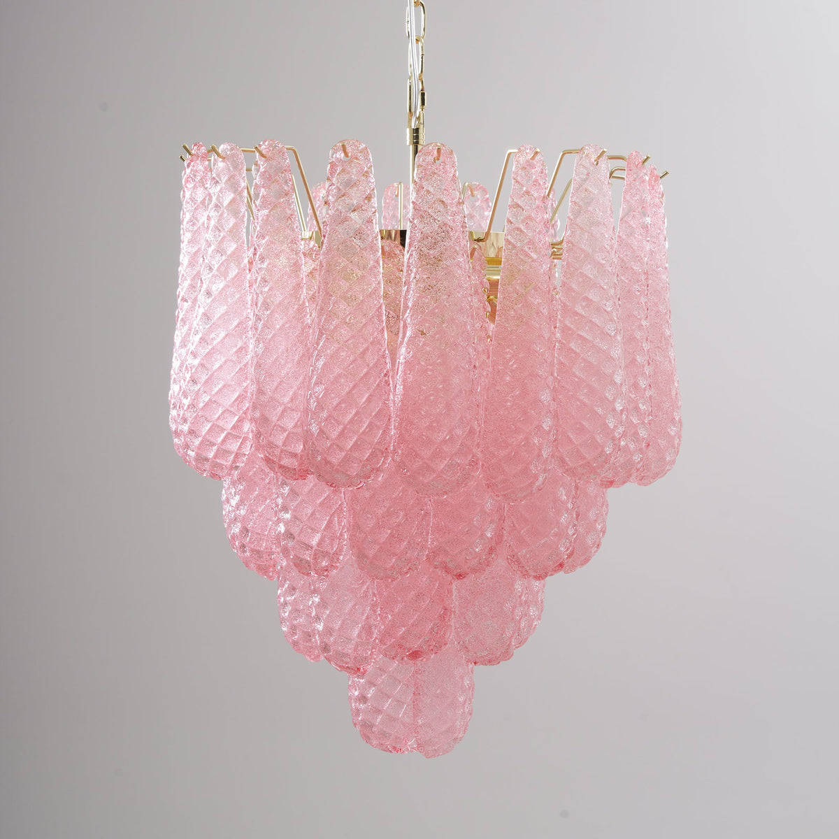 Pink Murano Glass Droplet Chandelier for Dining Room and Living Room