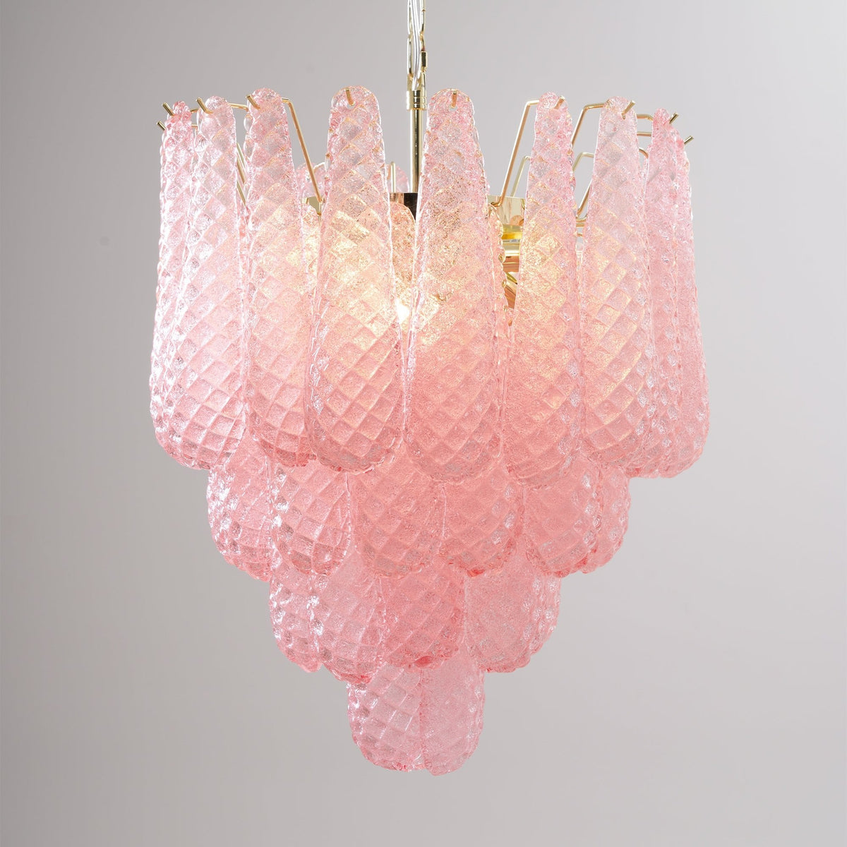 Pink Murano Glass Droplet Chandelier for Dining Room and Living Room