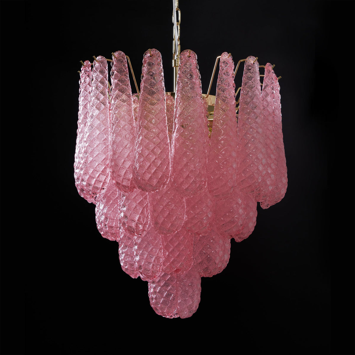 Pink Murano Glass Droplet Chandelier for Dining Room and Living Room