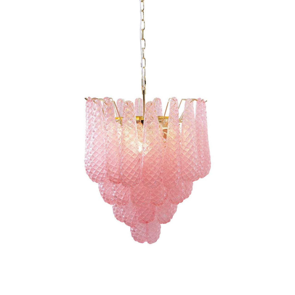 Pink Murano Glass Droplet Chandelier for Dining Room and Living Room