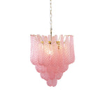 Pink Murano Glass Droplet Chandelier for Dining Room and Living Room