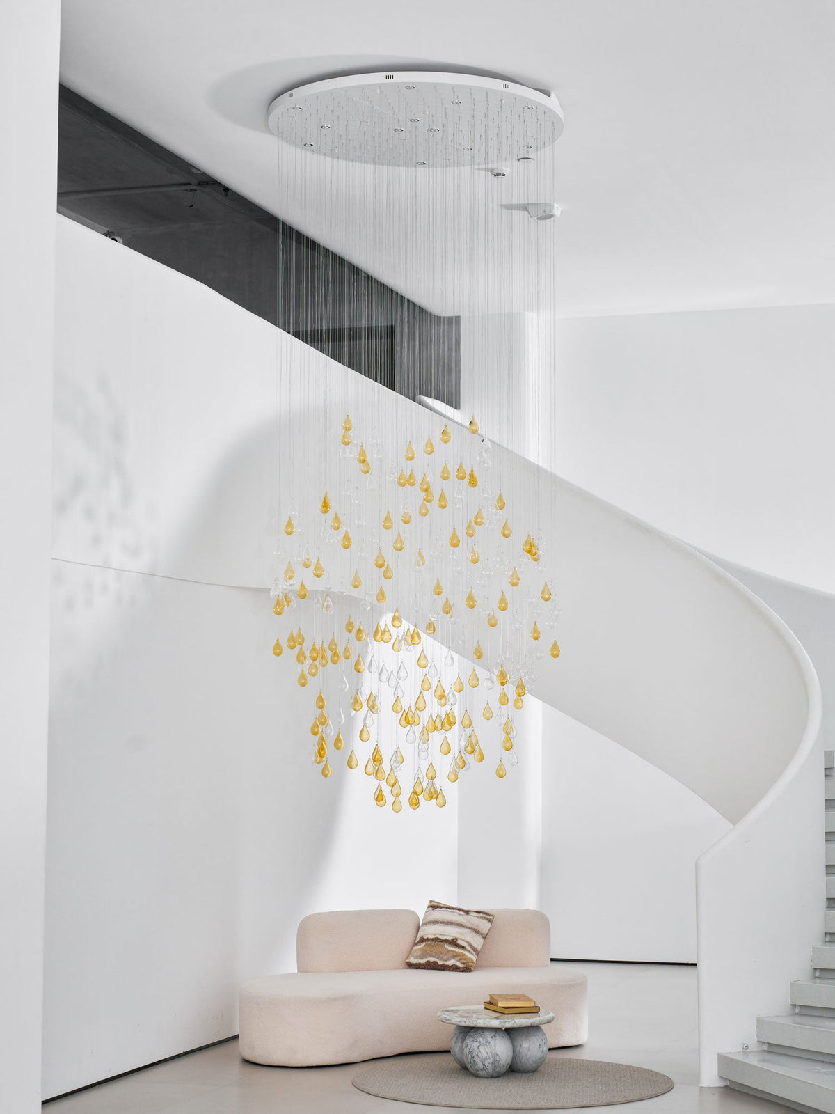 Droplets Sculpture Chandelier – Modern Glass Pendant Light for Dining Room and Living Room