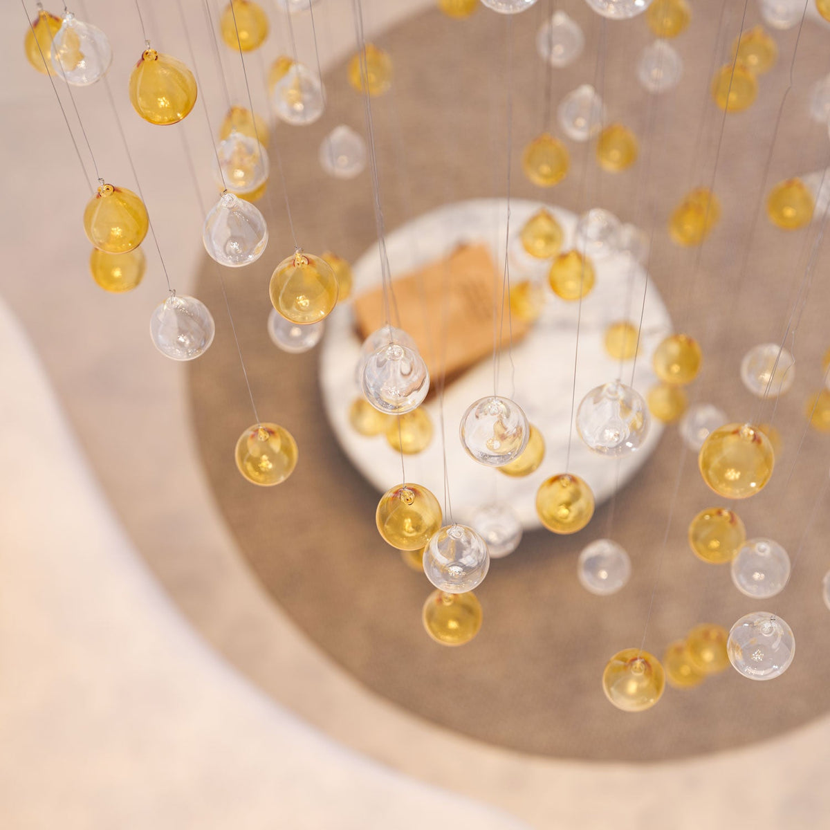 Droplets Sculpture Chandelier – Modern Glass Pendant Light for Dining Room and Living Room