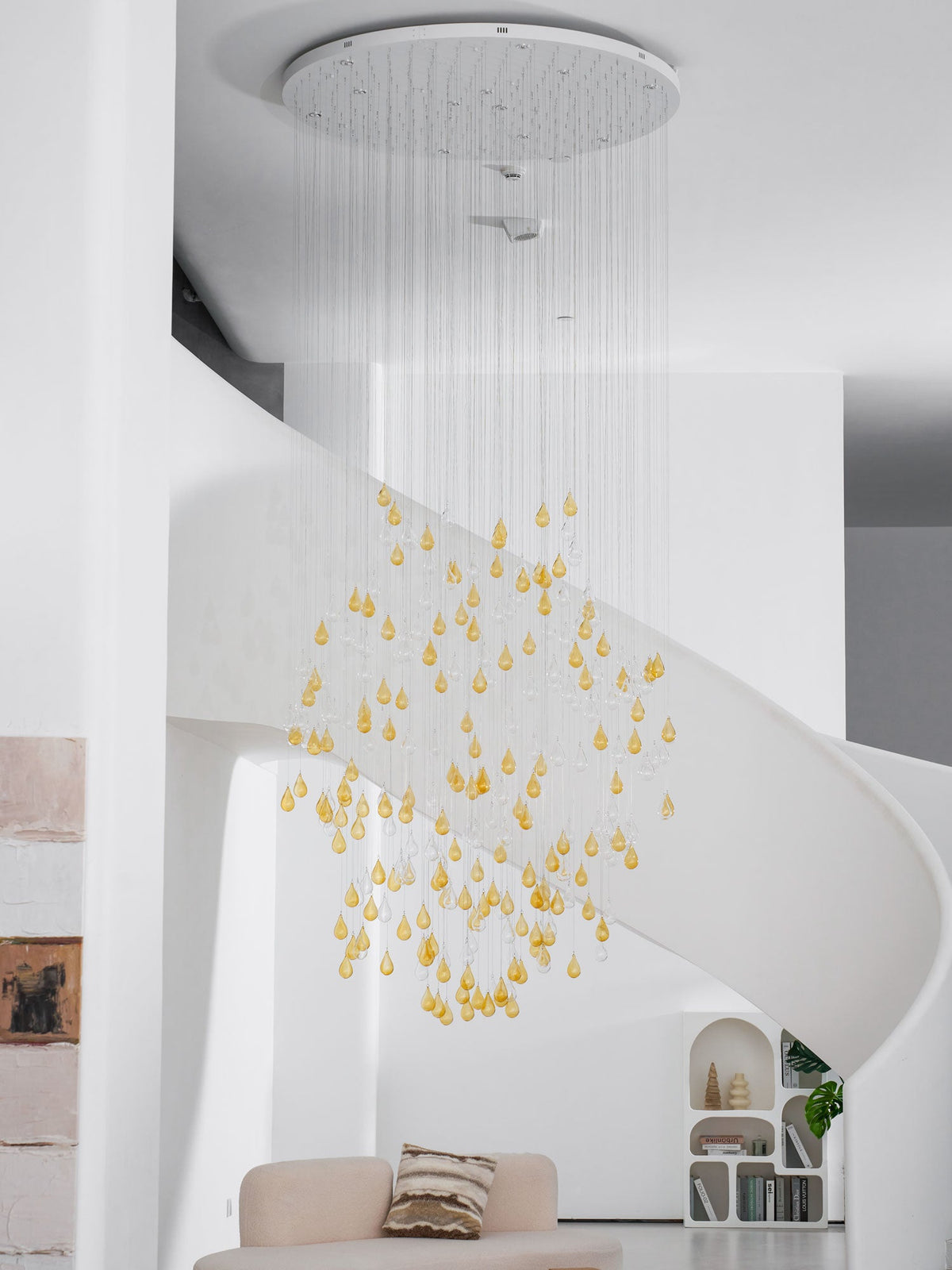 Droplets Sculpture Chandelier – Modern Glass Pendant Light for Dining Room and Living Room