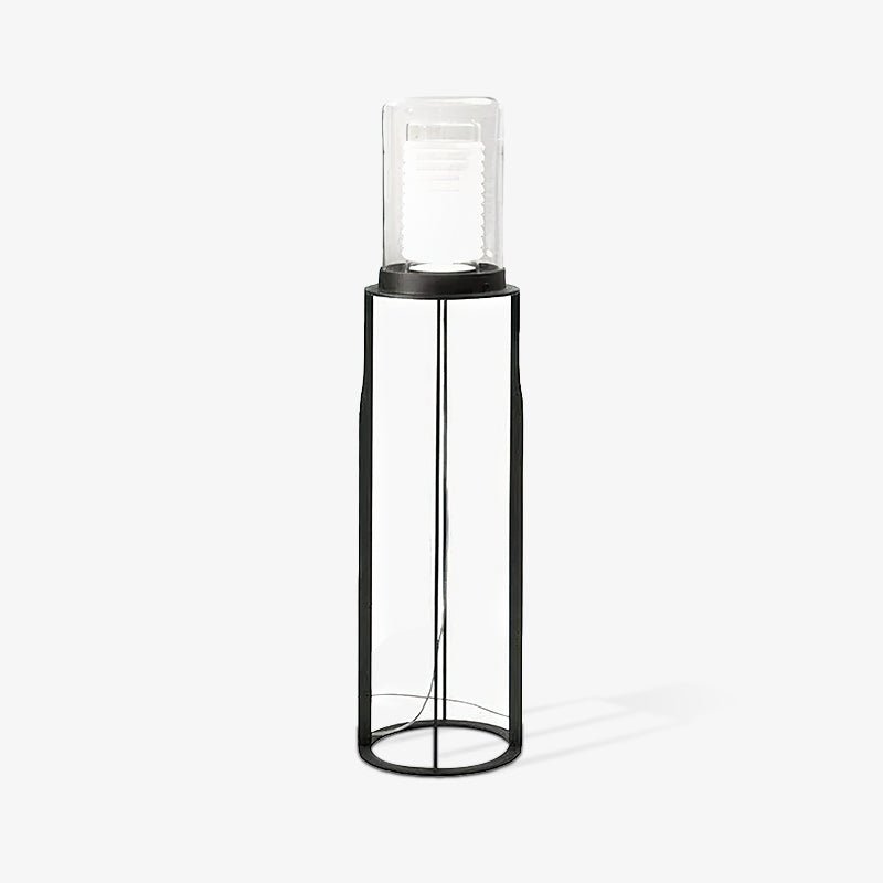 Dual Cylinder Glass LED Floor Lamp – Modern Matte Black Sculptural Lighting