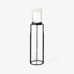 Dual Cylinder Glass LED Floor Lamp – Modern Matte Black Sculptural Lighting