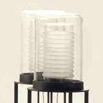 Dual Cylinder Glass LED Floor Lamp – Modern Matte Black Sculptural Lighting