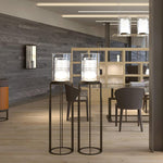 Dual Cylinder Glass LED Floor Lamp – Modern Matte Black Sculptural Lighting