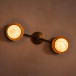 Dual Halo Alabaster Wall Sconce in Brass | Modern Wall Lighting