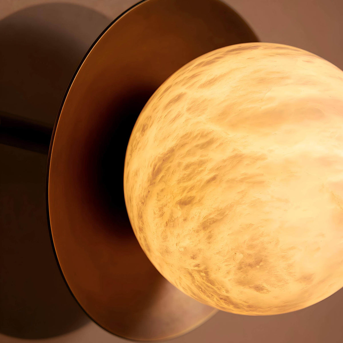 Dual Halo Alabaster Wall Sconce in Brass | Modern Wall Lighting