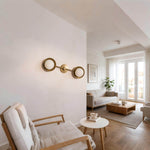 Dual Halo Alabaster Wall Sconce in Brass | Modern Wall Lighting