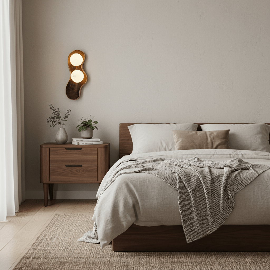 Dualis Rootlight Wall Sconce – Sculptural Walnut Wood & Opal Glass