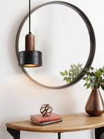 Duality Pendant Lamp in Black Travertine and Walnut