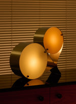 Duet Disc Modern LED Table Lamp with Dual Acrylic Shades, Nickel Finish