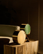 Duet Disc Modern LED Table Lamp with Dual Acrylic Shades, Nickel Finish