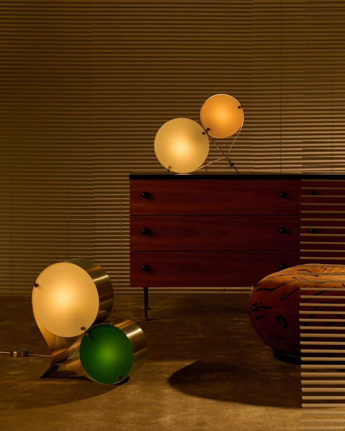 Duet Disc Modern LED Table Lamp with Dual Acrylic Shades, Nickel Finish