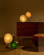 Duet Disc Modern LED Table Lamp with Dual Acrylic Shades, Nickel Finish