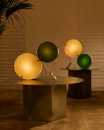 Duet Disc Modern LED Table Lamp with Dual Acrylic Shades, Nickel Finish