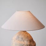 Duna Sculptural Ceramic Table Lamp with Linen Shade for Bedroom & Living Room