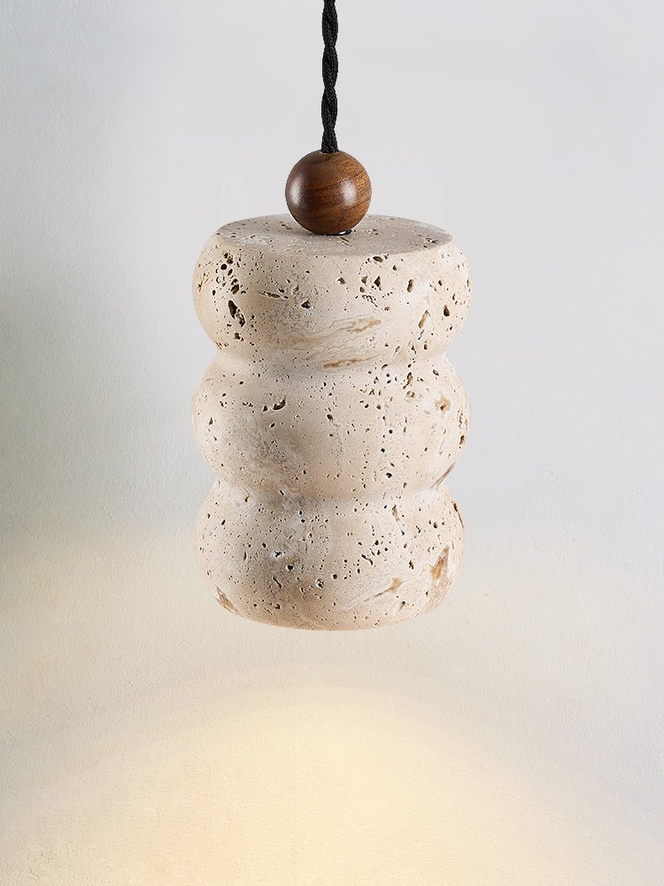 Dune Pebble Travertine Pendant Light – Natural Stone Sculptural Hanging Lamp