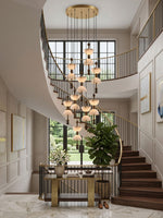 Duo Alabaster Pendant Light – Sculptural Brass & Natural Stone Chandelier