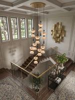 Duo Alabaster Pendant Light – Sculptural Brass & Natural Stone Chandelier
