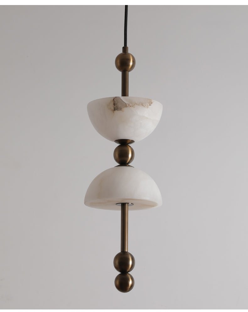 Duo Alabaster Pendant Light – Sculptural Brass & Natural Stone Chandelier
