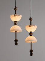 Duo Alabaster Pendant Light – Sculptural Brass & Natural Stone Chandelier